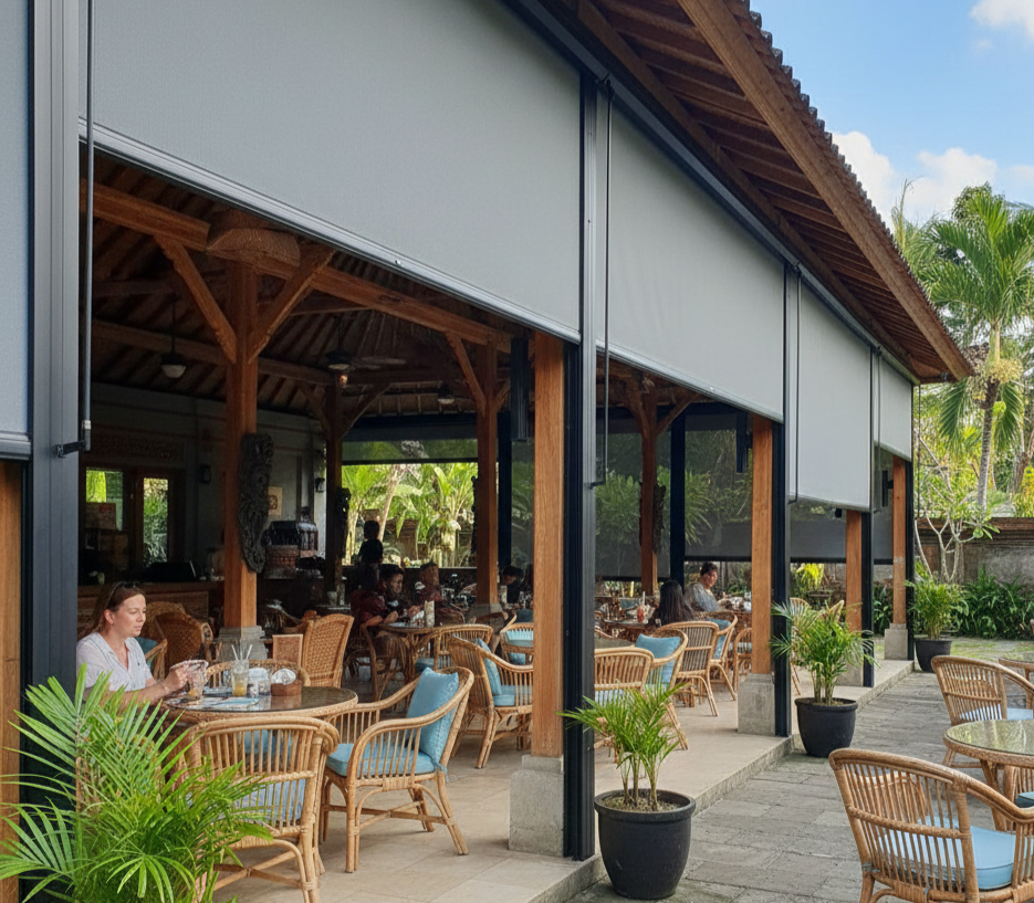 Distributor Jipproll Blind Otomatis Aneka Sinar Abadi melayani Zip Screen untuk Kafe
