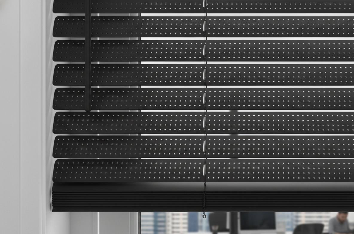 contoh gambar venetian blind perforated di ruang kantor