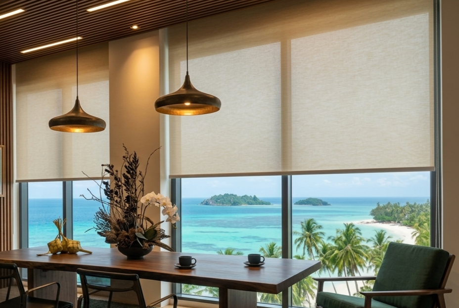 Supplier Jual Roller Blind Dimout untuk Villa / Homestay di Karimunjawa 3 contoh gambar penggunaan roller blind dimout