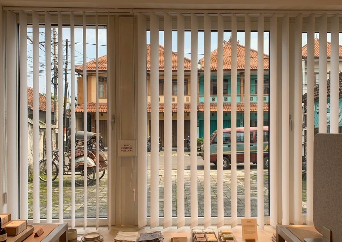 Distributor Tirai Toko Retail / Jual Vertical Blind untuk Ruang Usaha Kecil