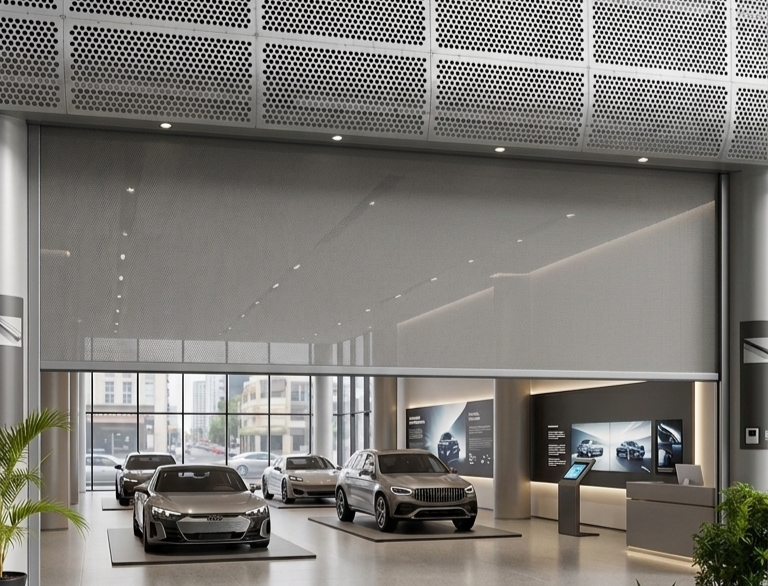 Jual Zipblind Showroom Mobil / Tirai Eksterior Modern untuk Melindungi Display Kendaraan